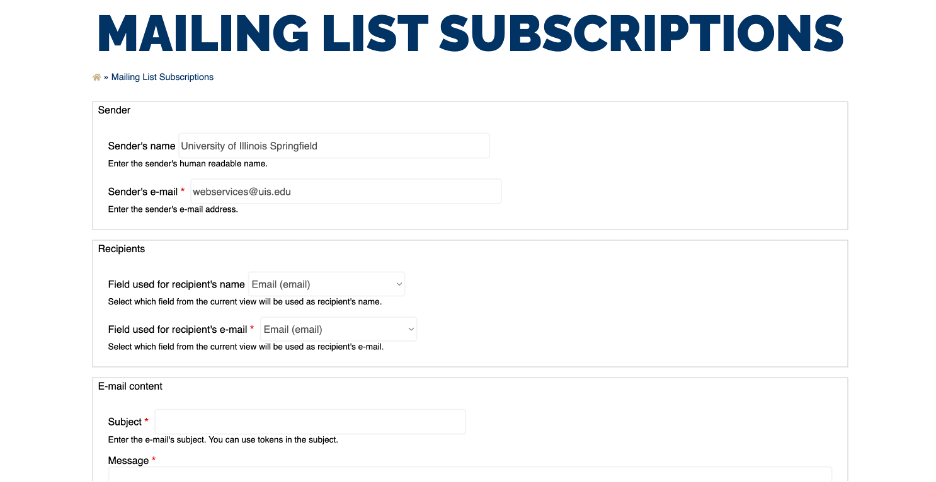 mailing list subscription email form