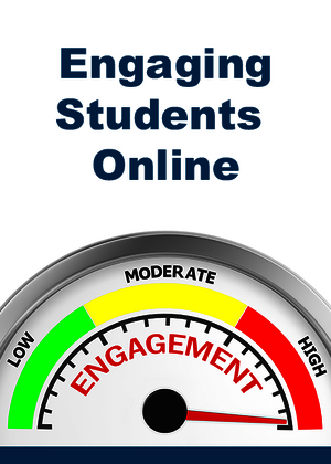 engaging students online with an image of low, moderate, and high engagement on a speedometer graphic.