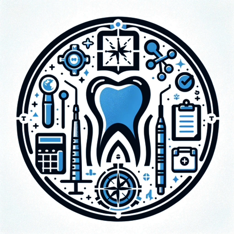 Dental School Prop icon having symbols like tooth and tools used by dentists.