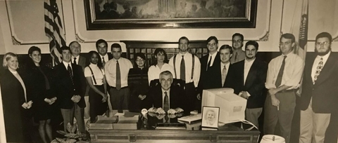 group photo of the public affairs reporting program class of 1998 and then governor Jim Edgar