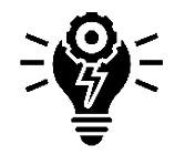 icon of a light bulb with a gear and lightning bolt on top of it