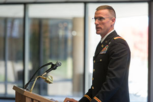 a veteran speaking to an audience