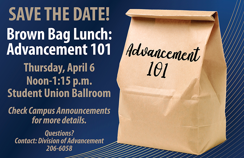 flyer for Brown Bag Lunch: Advancement 101