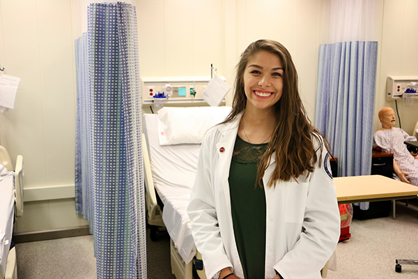 student in nursing lab