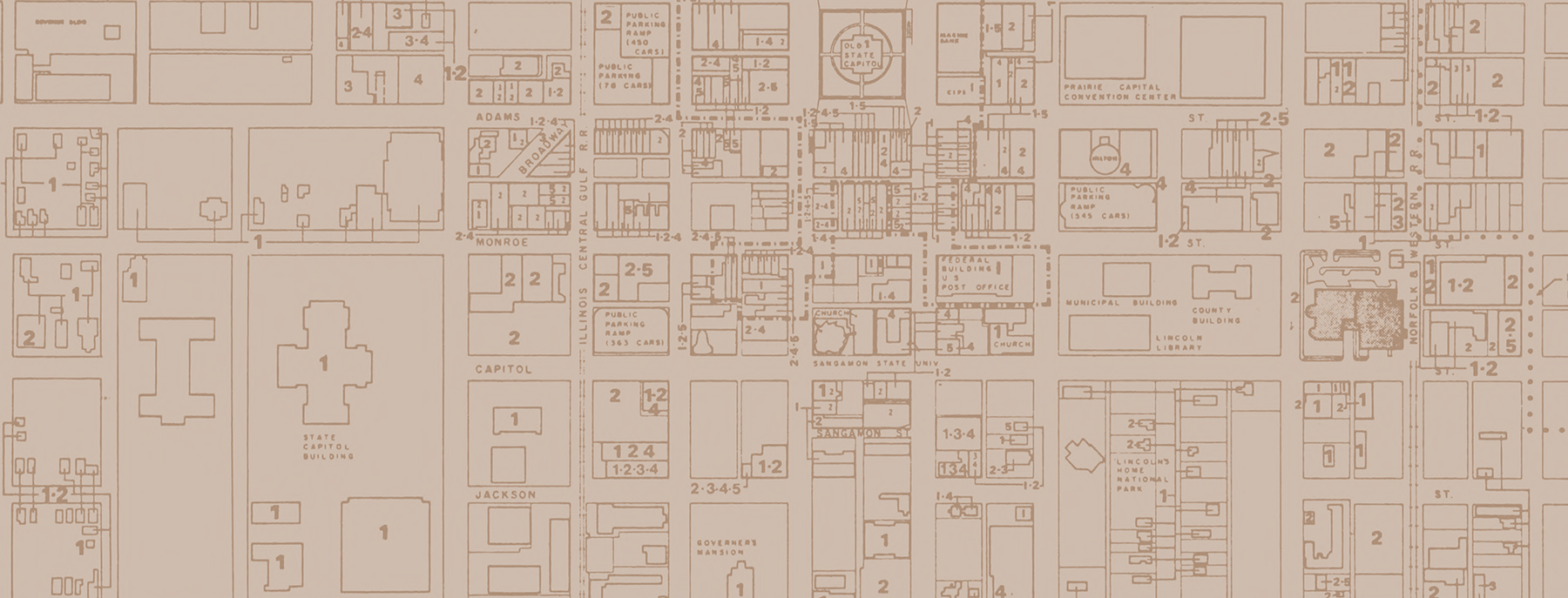 Downtown Map of Springfield, Illinois 1980