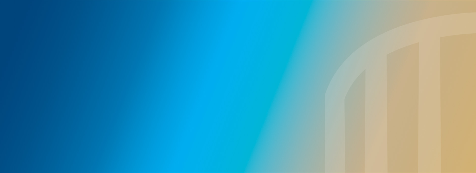 Gradient from blue to yellow with abstract colonnade pillars on the right.