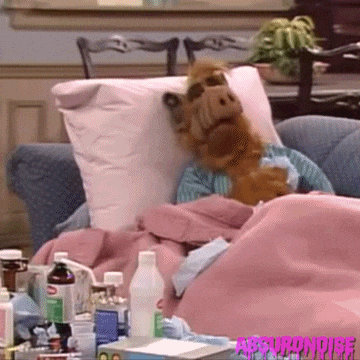 Alf is sick in bed.