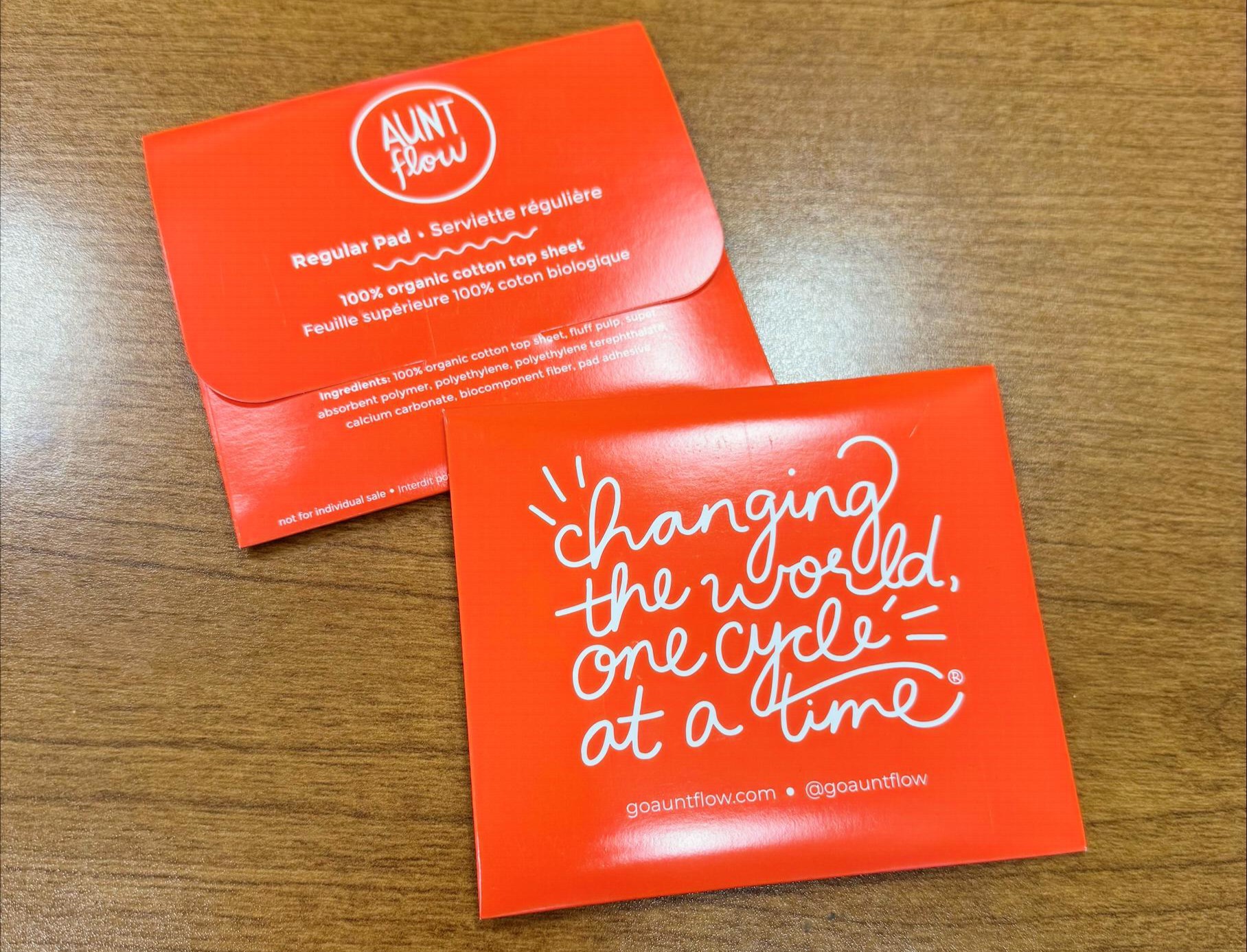 Aunt Flow hygiene product front and back