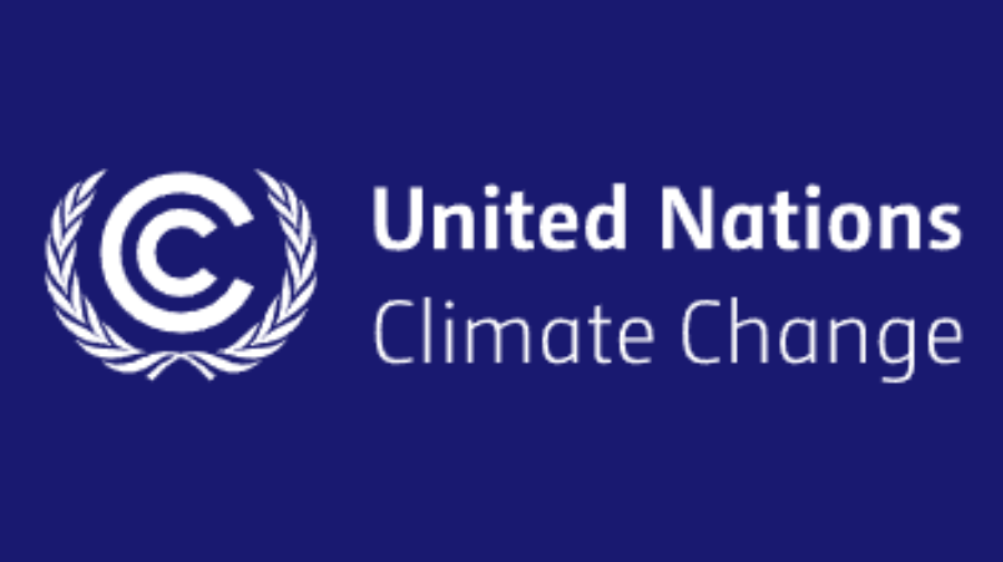 United Nations Climate Change logo on dark background.