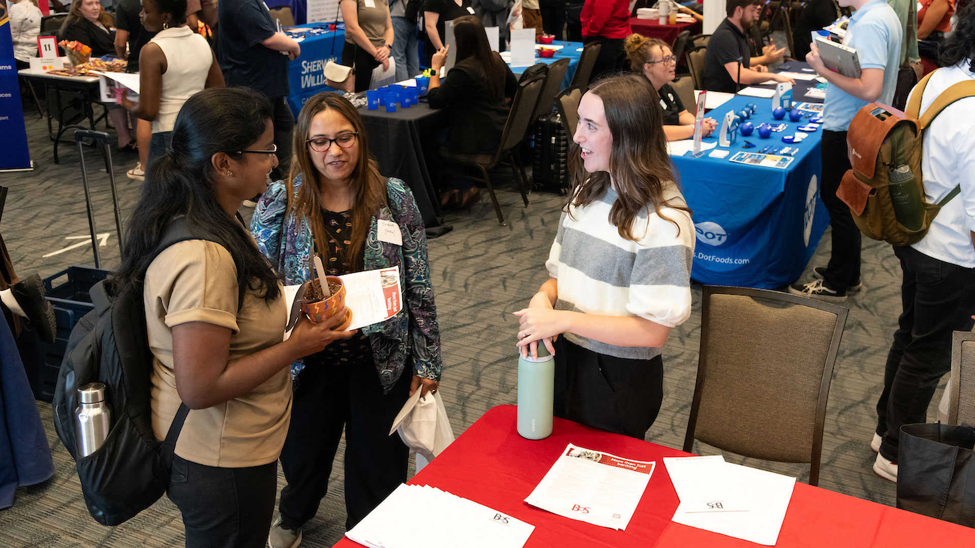 attendees of a career expo on campus