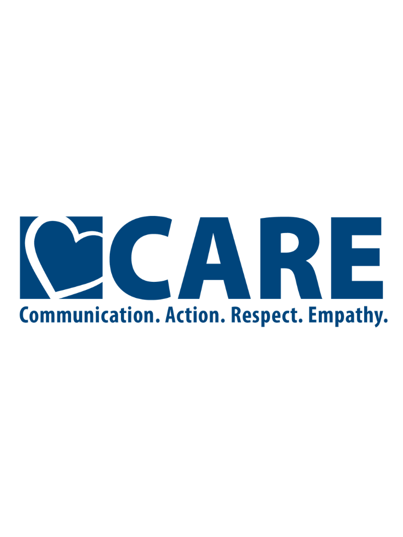 CARE logo with heart symbol and acronym definitions.