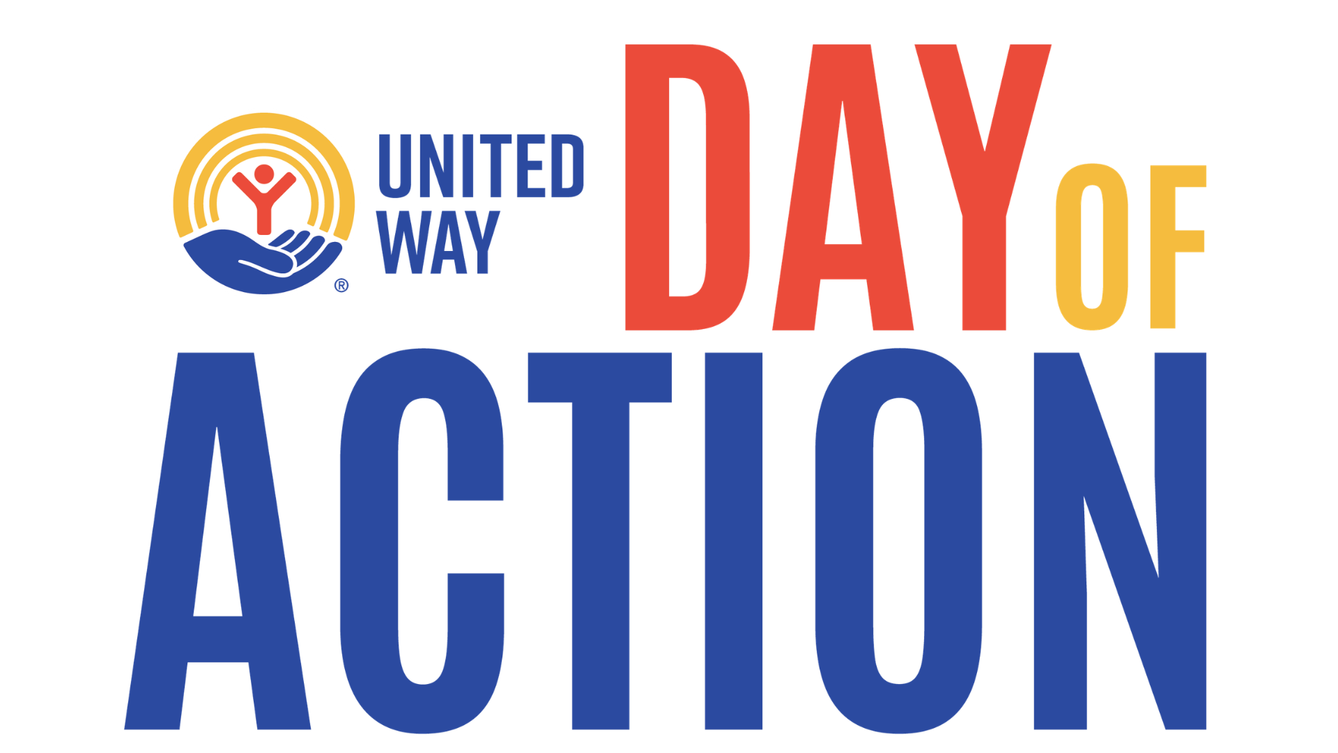 United Way Day of Action logo in blue, red and yellow.