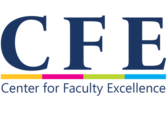 CFE logo with colorful underline and text "Center for Faculty Excellence".