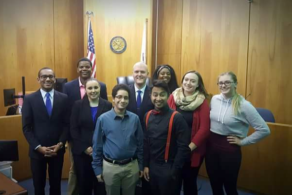 UIS Mock Trial Team inside courtroom