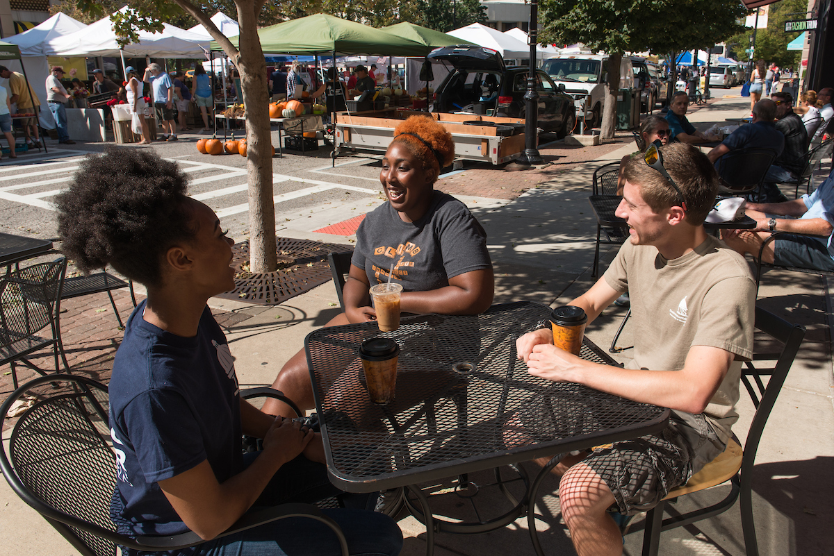 UIS students taking in downtown cafe restaurants