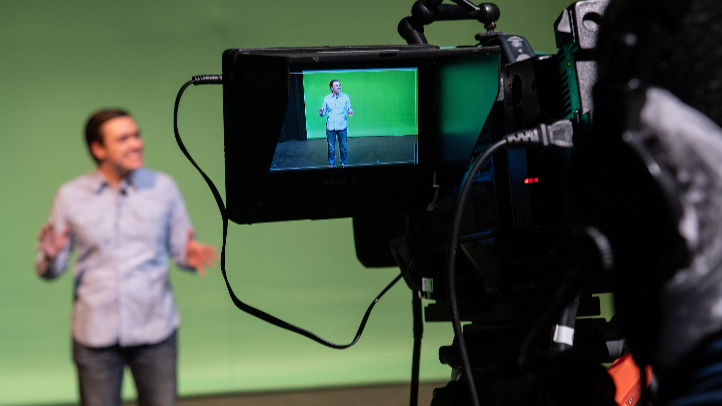 Man in front of Camera. 