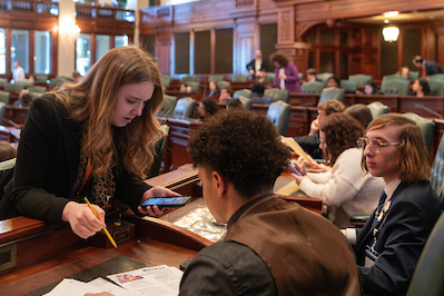 Interns working at the capital.