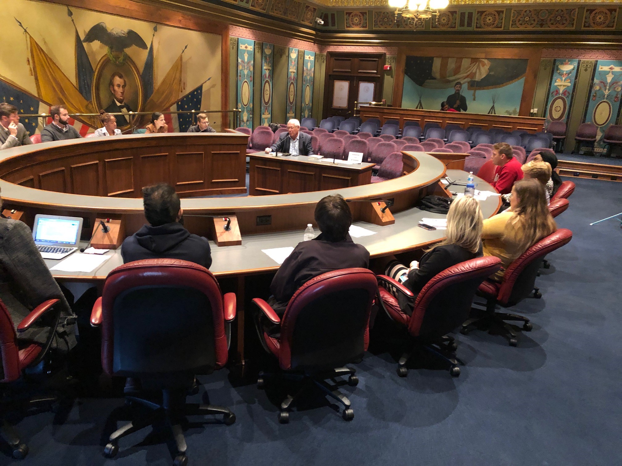 Students at Capitol roundtable with Illinois politician