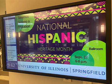 Digital sign displaying image of Hispanic Heritage Month