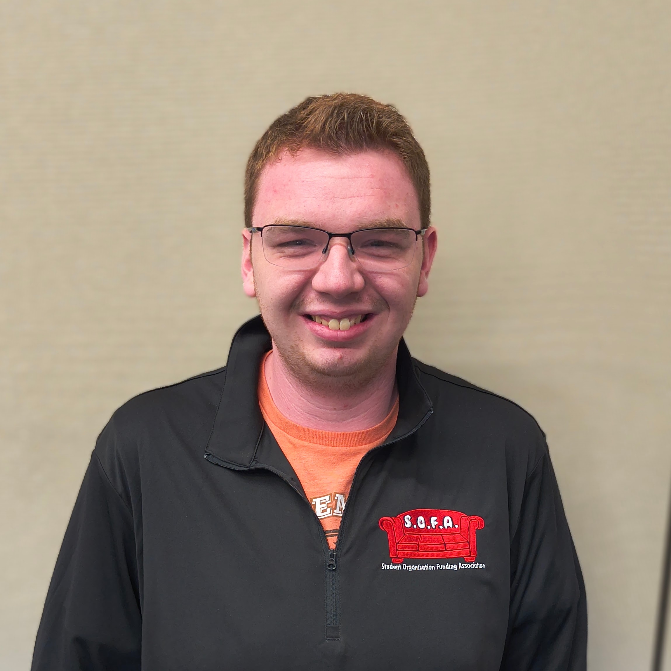 SOFA Secretary, Caleb Grover, smiling.