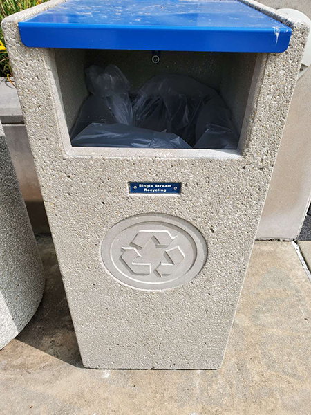 a recycling bin on the UIS campus