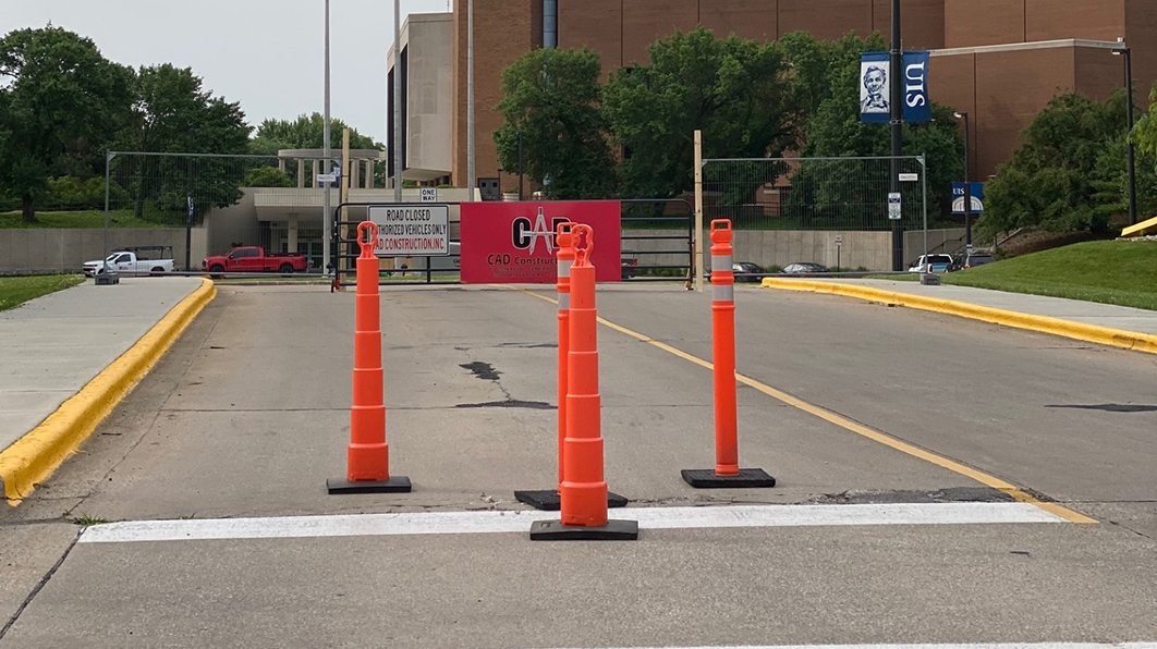 Closure of the teardrop entrance to the Public Affairs Building