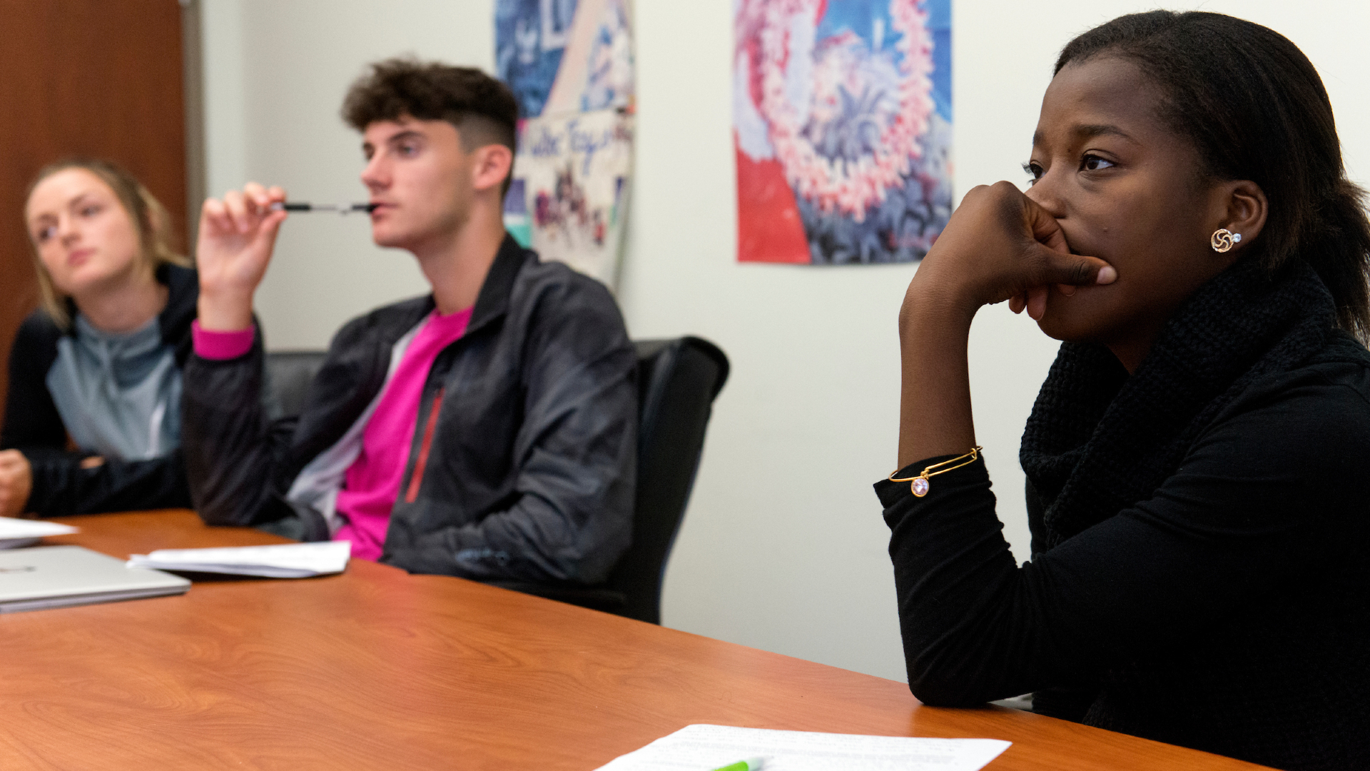 Students listening in a classroom