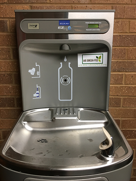 a water bottle refill station in PAC