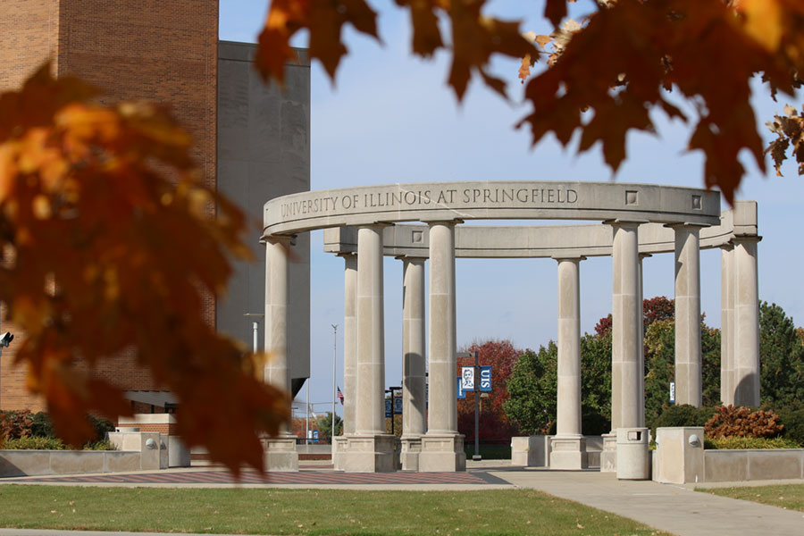 Campus Colonnade in the fall