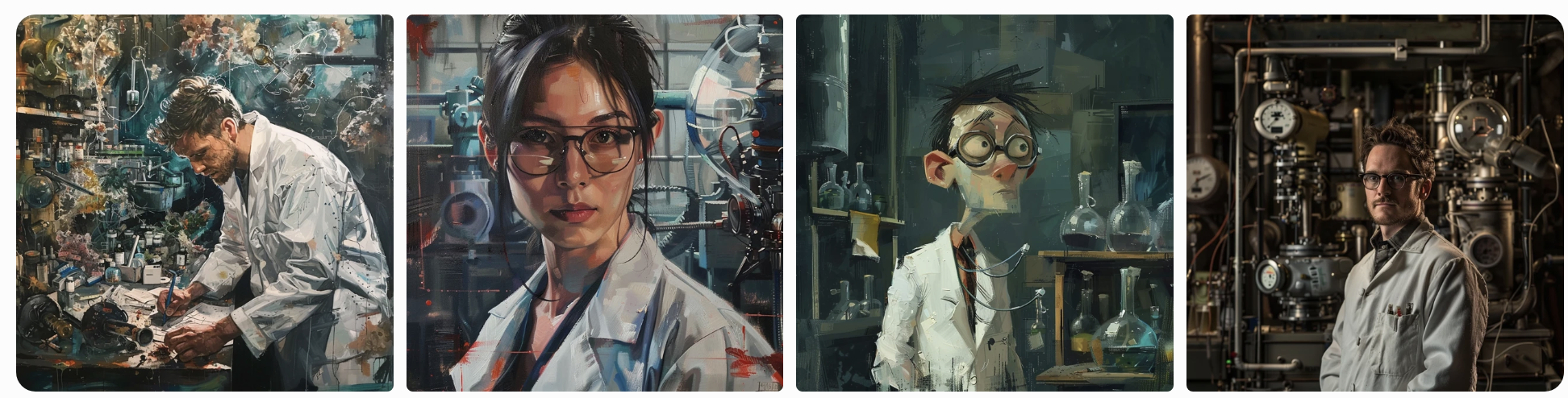 prompt scientist, 3 male subjects and 1 female