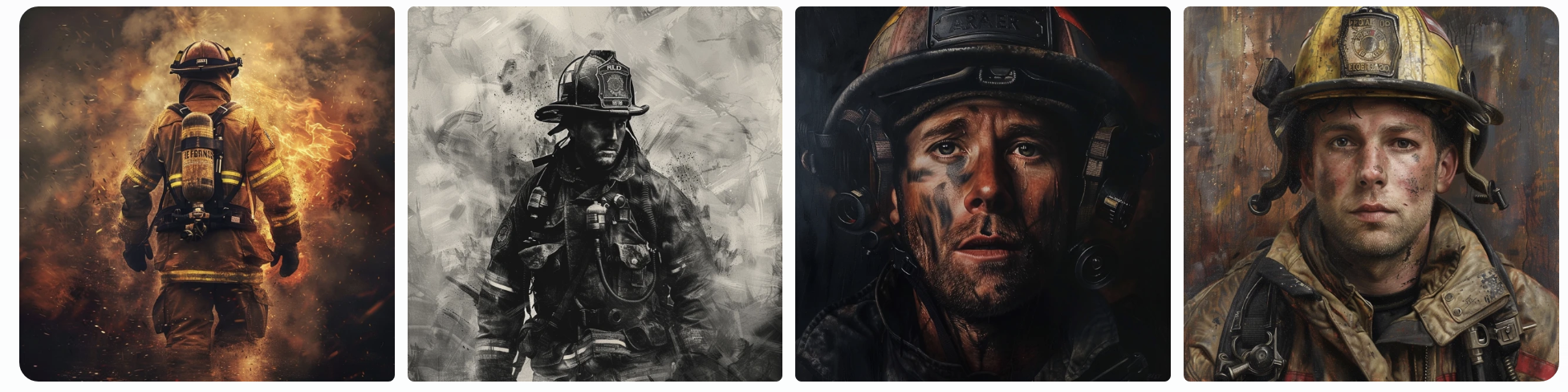 prompt firefighter, shows all male subjects