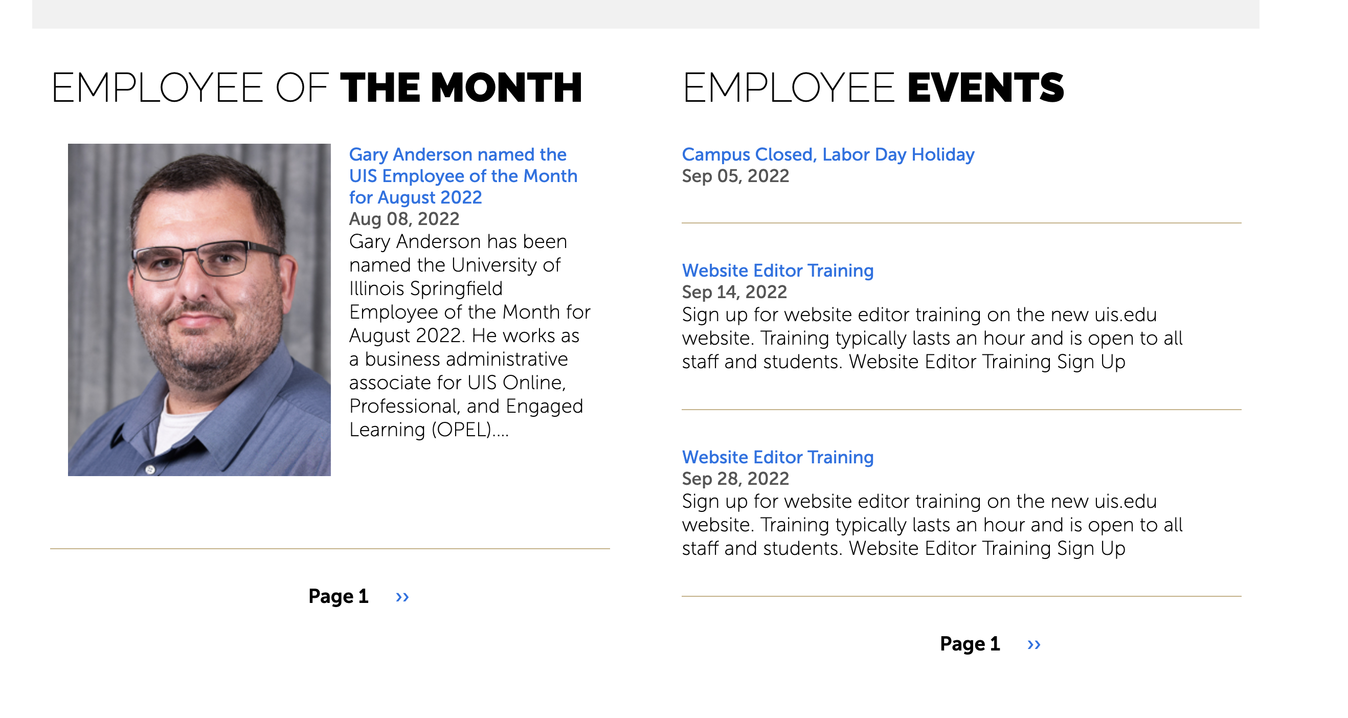 screenshot of Orbit employee events