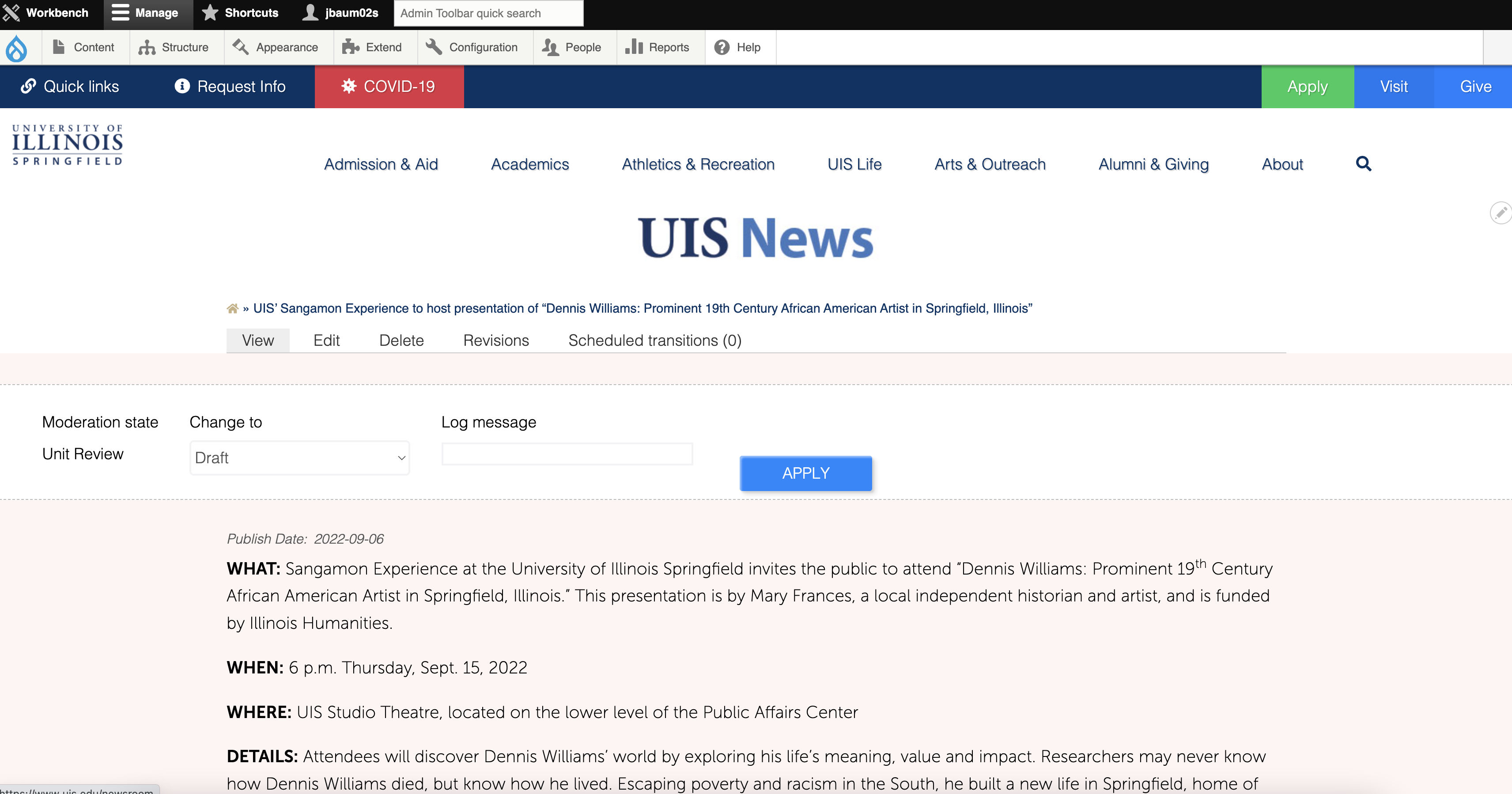 screenshot of a page in Unit Review
