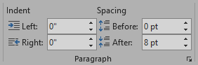 The Indent and Spacing options on the Layout Tab.
