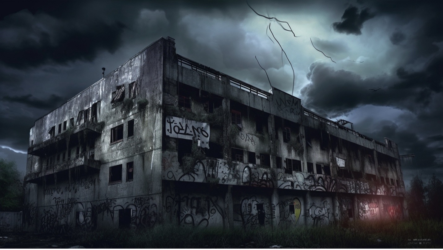 spooky hospital at night
