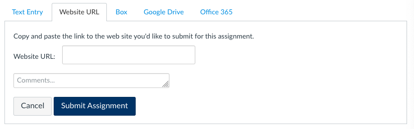 submit website url for assignment