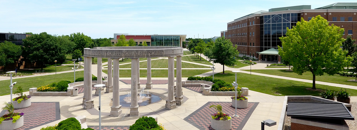 drone shot of UIS campus