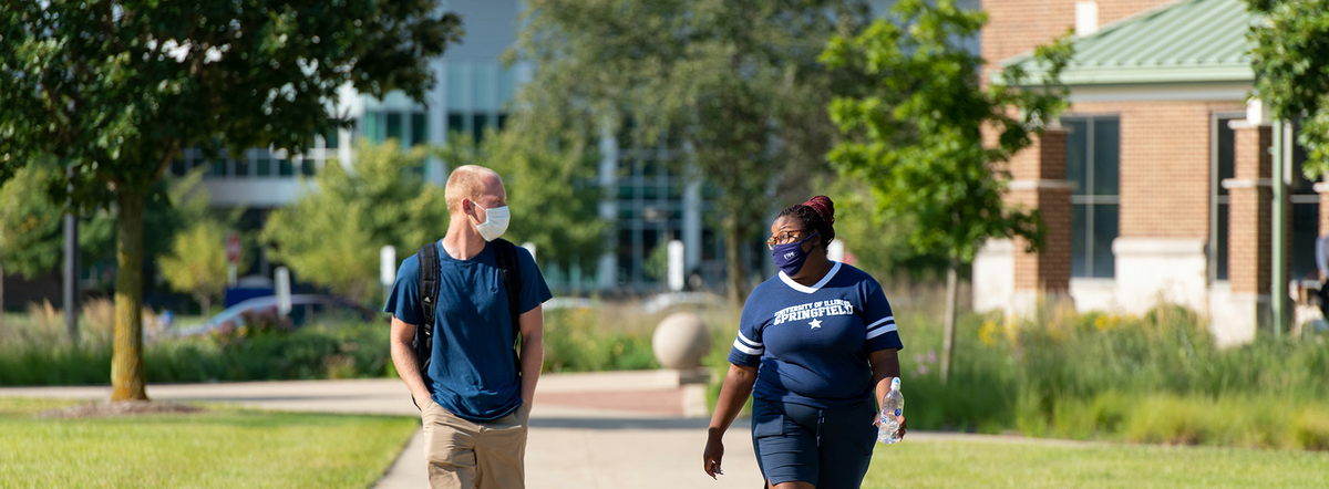 students walking on campus