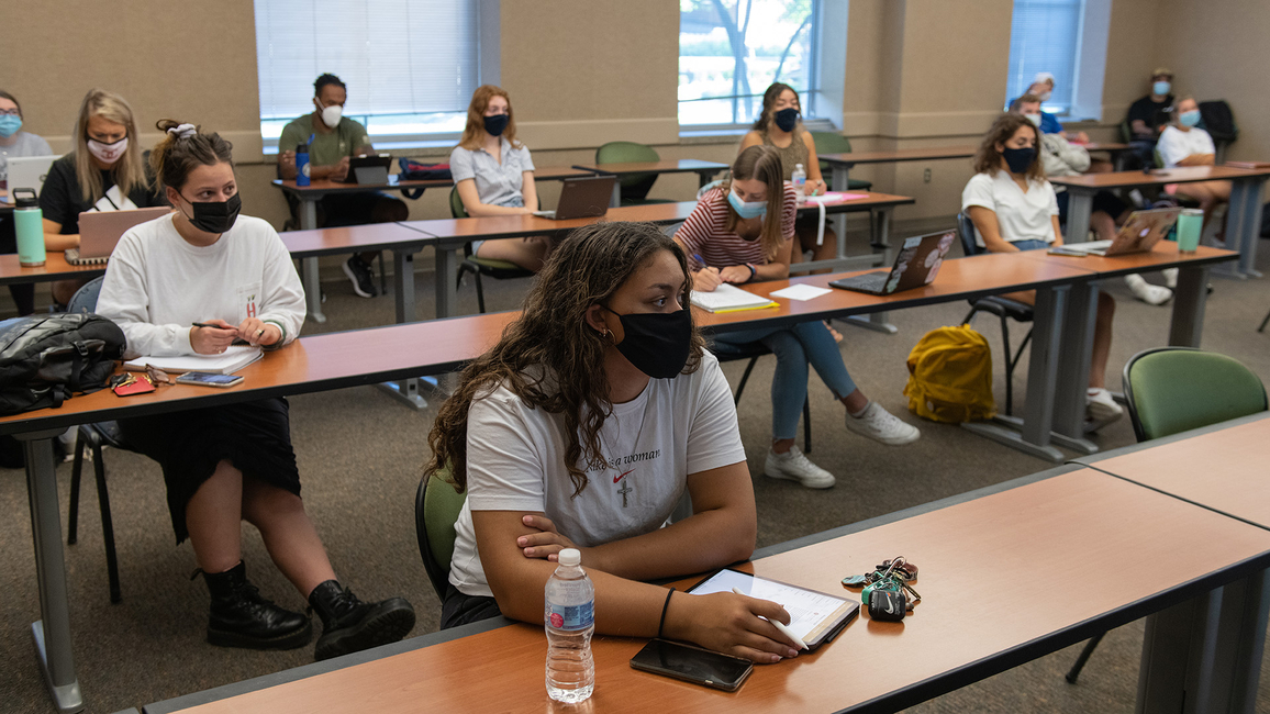 Classroom with masks on 