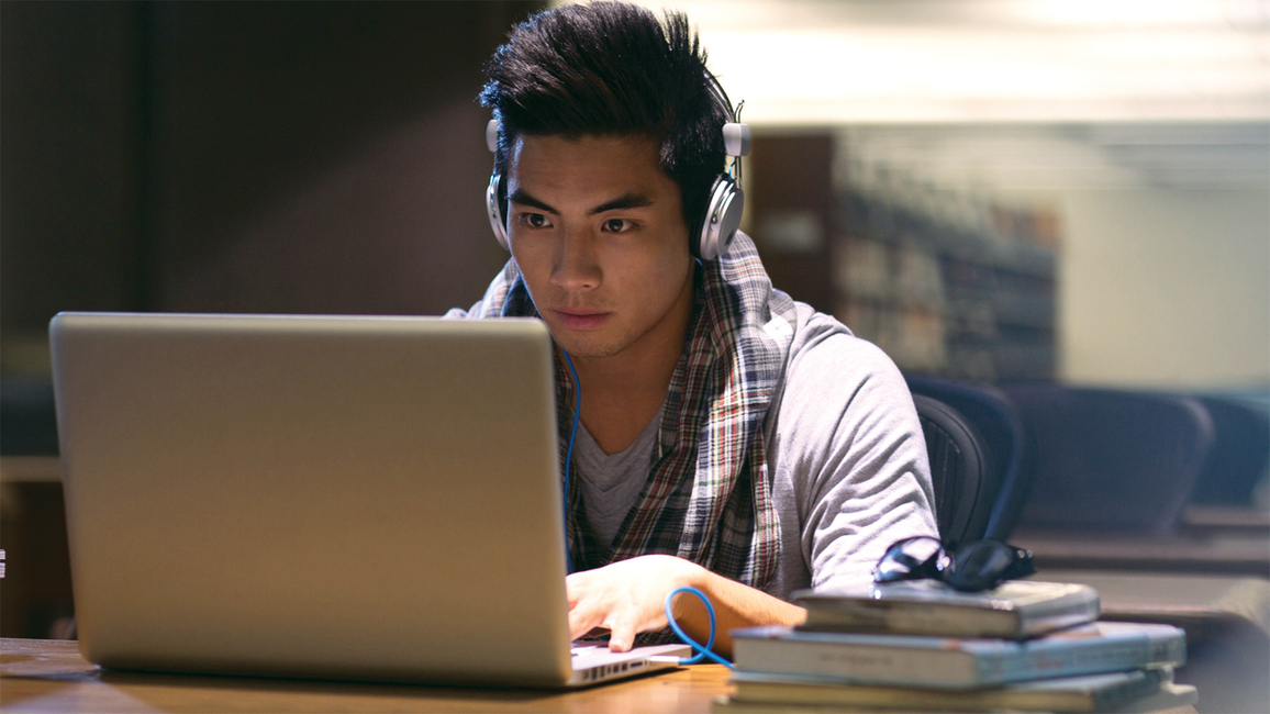 Student on computer