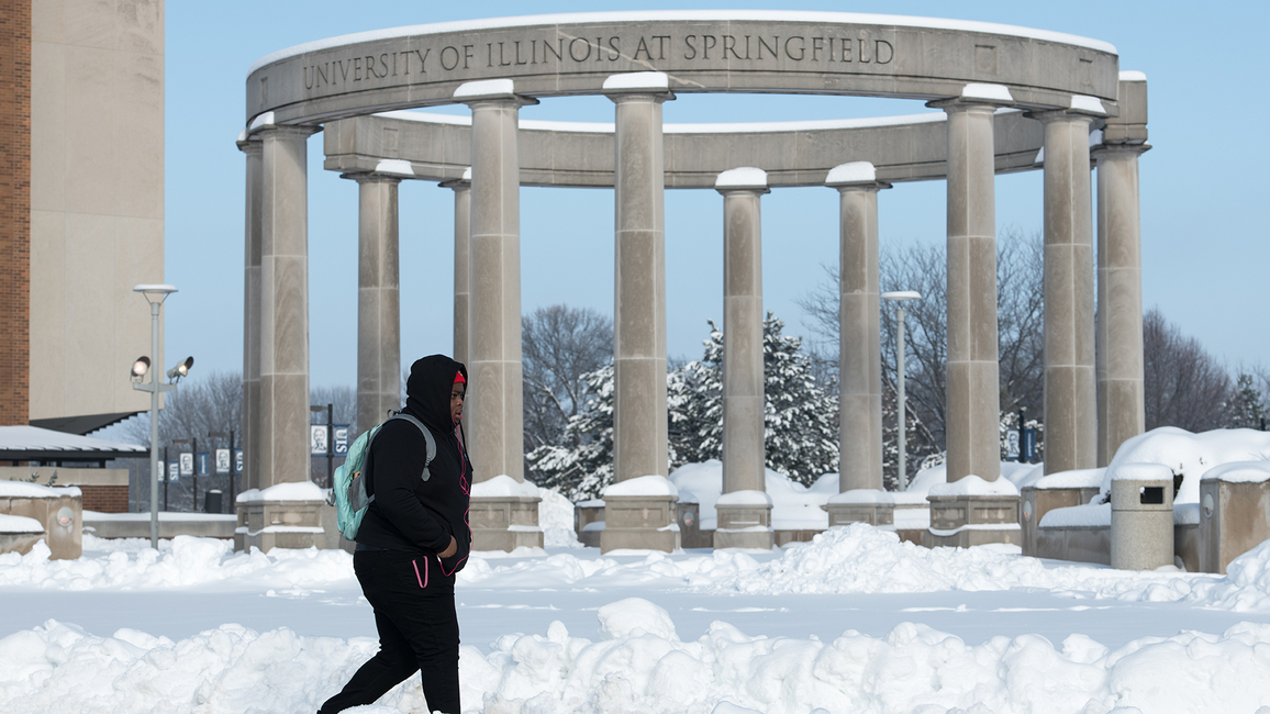 Colonnade with snow