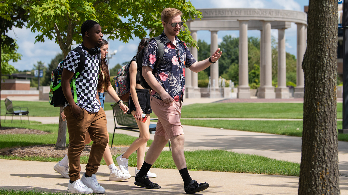 Students walk on campus