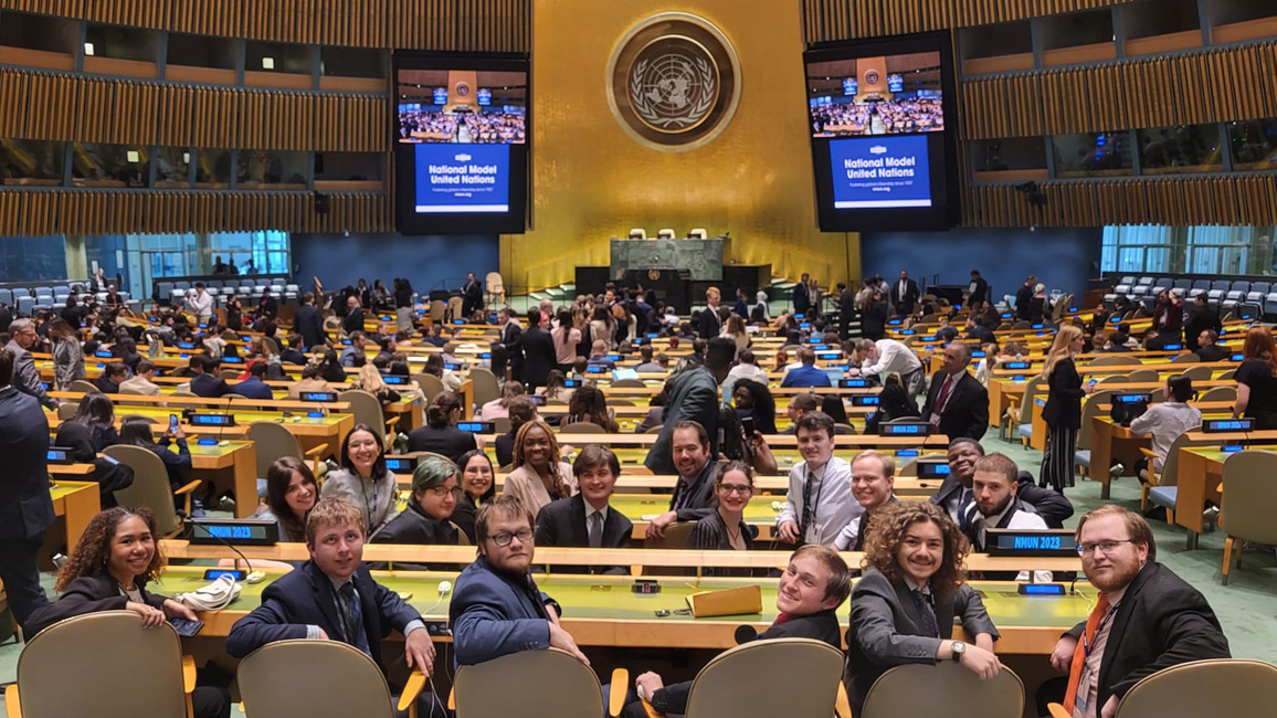 UIS students on the UN floor