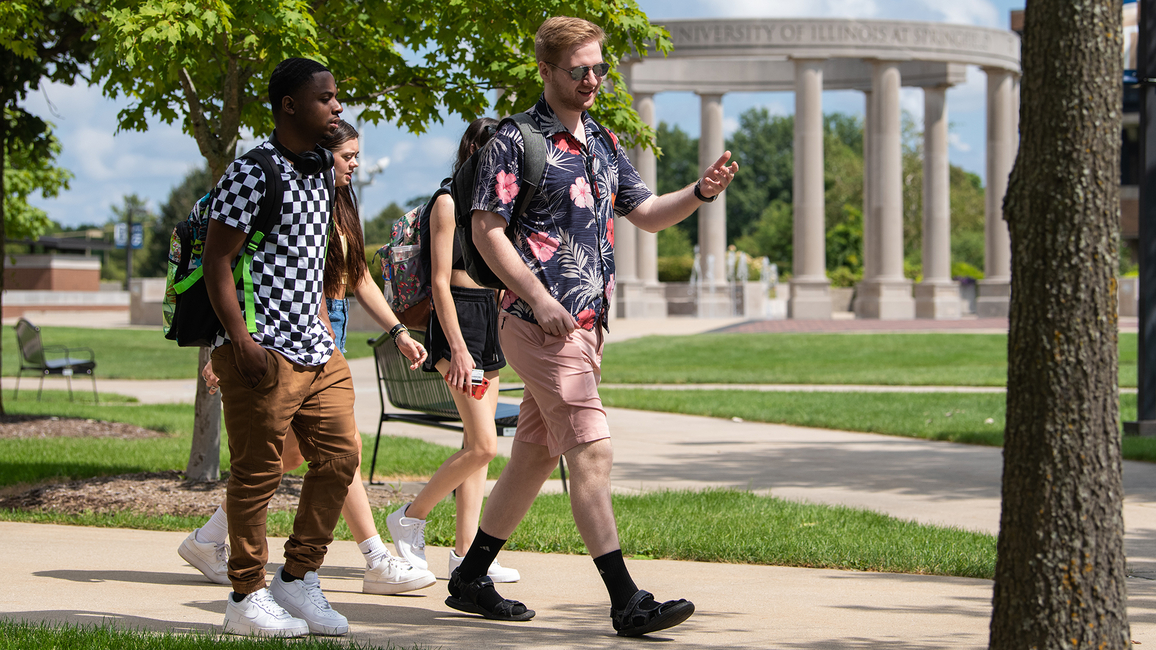 Students walk on campus