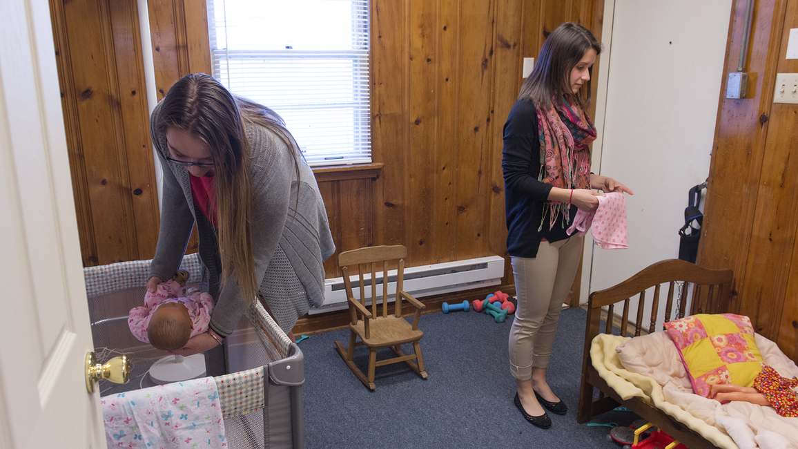 Students involved in a child protection simulation