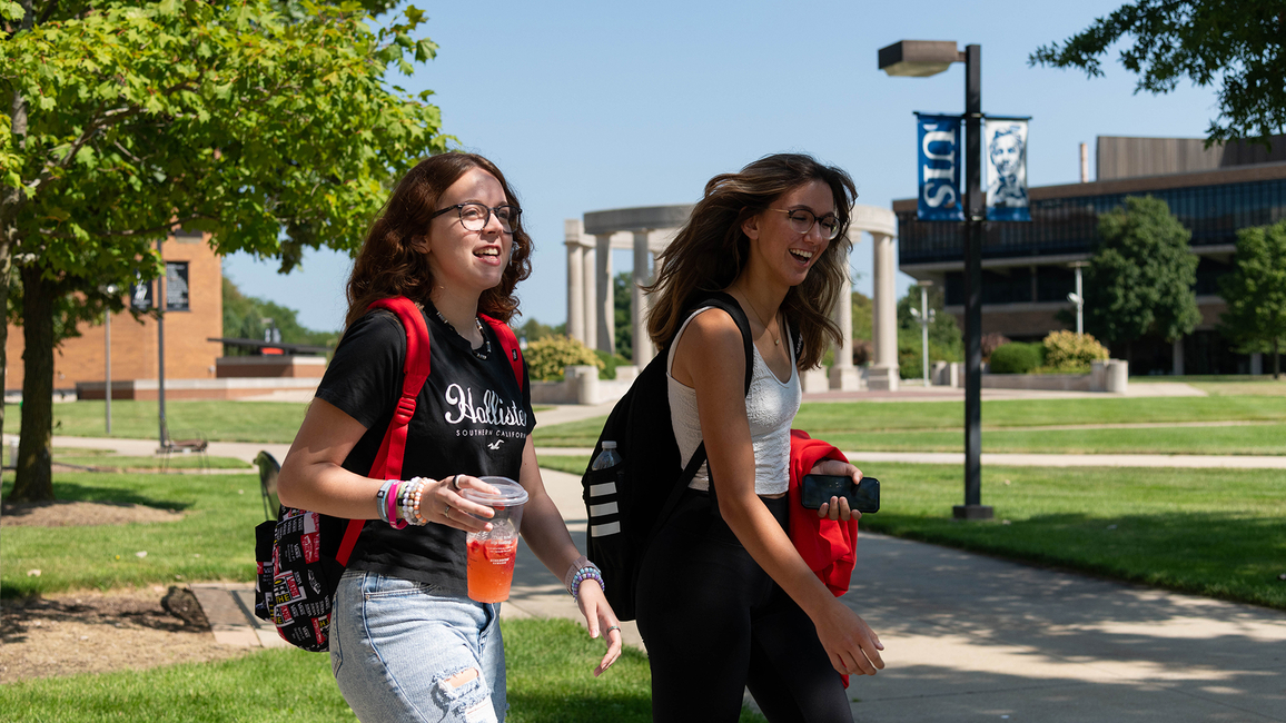 Students walk on campus