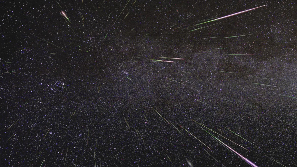 Lights fill the sky from the Perseid meteor shower