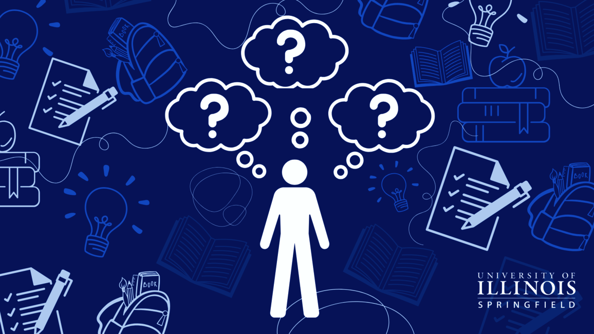 A stick figure with questions in thought bubbles.