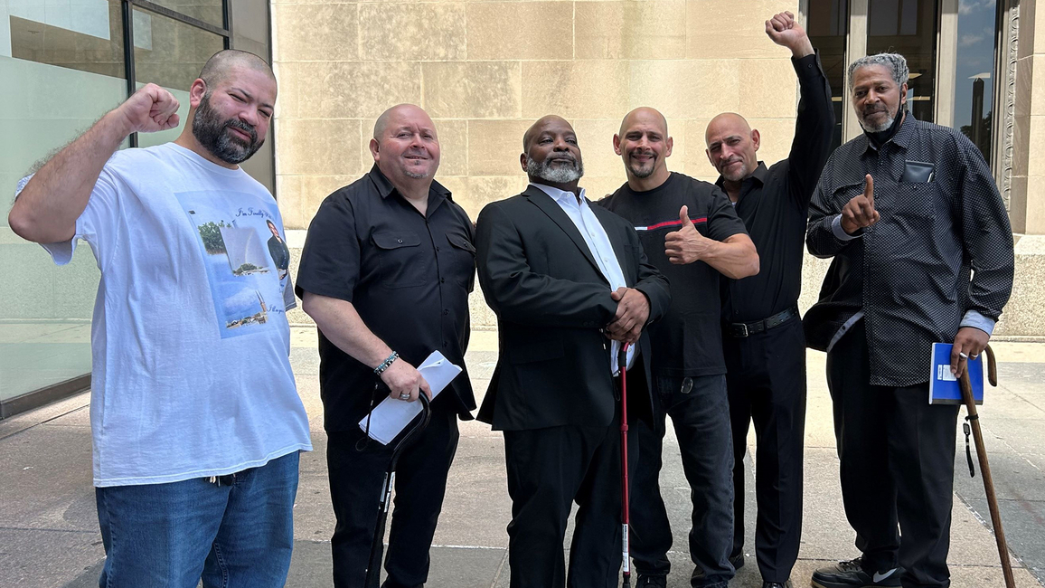 Left to right – Daniel Rodriguez (son of Harry, who is pictured on his shirt), Fernando Gomez, Michael McCastle, Gregorio Cardona, Robert Cardona, Lowell Higgins-Bey