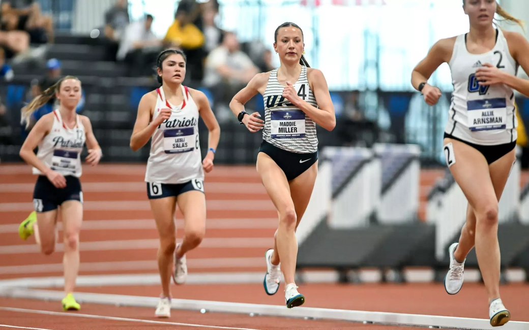 Maddie Miller racing indoor track